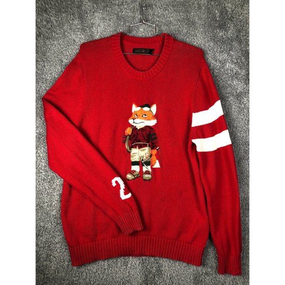 AKOO & CO No.21 Live full Live well embroidered Climber Fox red Men's sweater - Picture 7 of 16